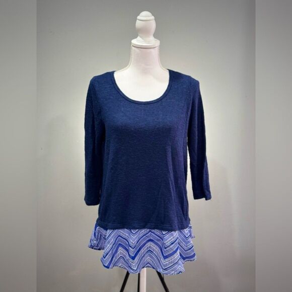 CLEARANCE! Blue Charming Charlie Mixed Media Sweater Size M EUC - Picture 1 of 5